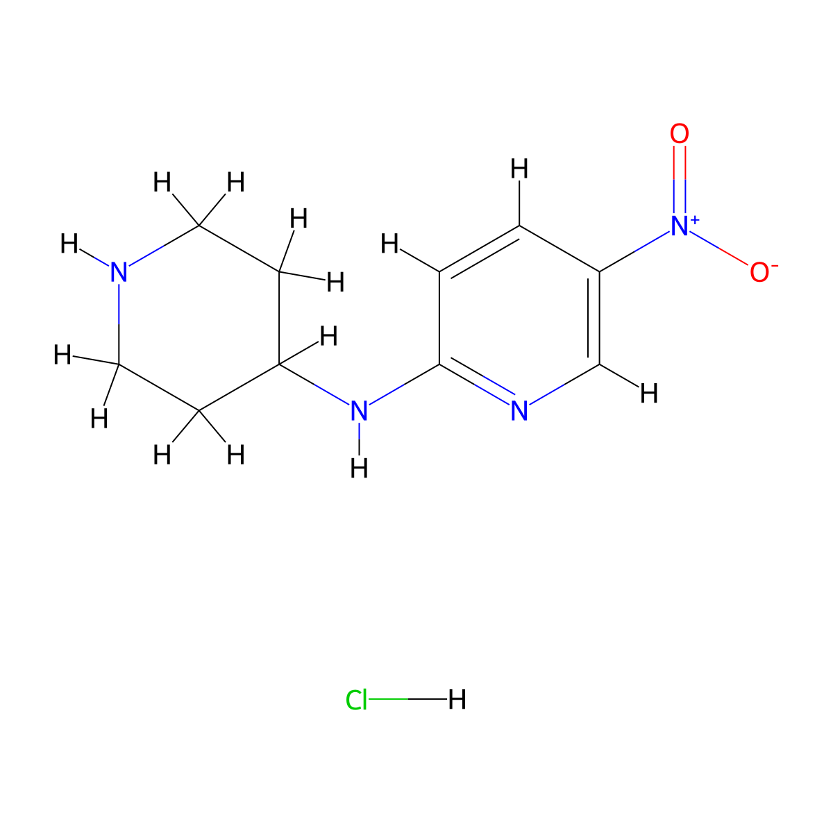5-Nitro-N-(piperidin-4-yl)pyridin-2-amine hydrochloride molecular structure, CAS 1233954-90-9