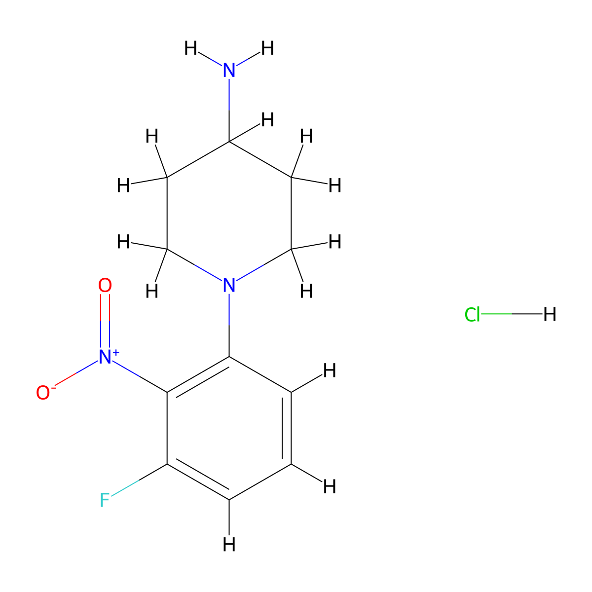 1-(3-Fluoro-2-nitrophenyl)piperidin-4-amine hydrochloride molecular structure, CAS 1233954-95-4