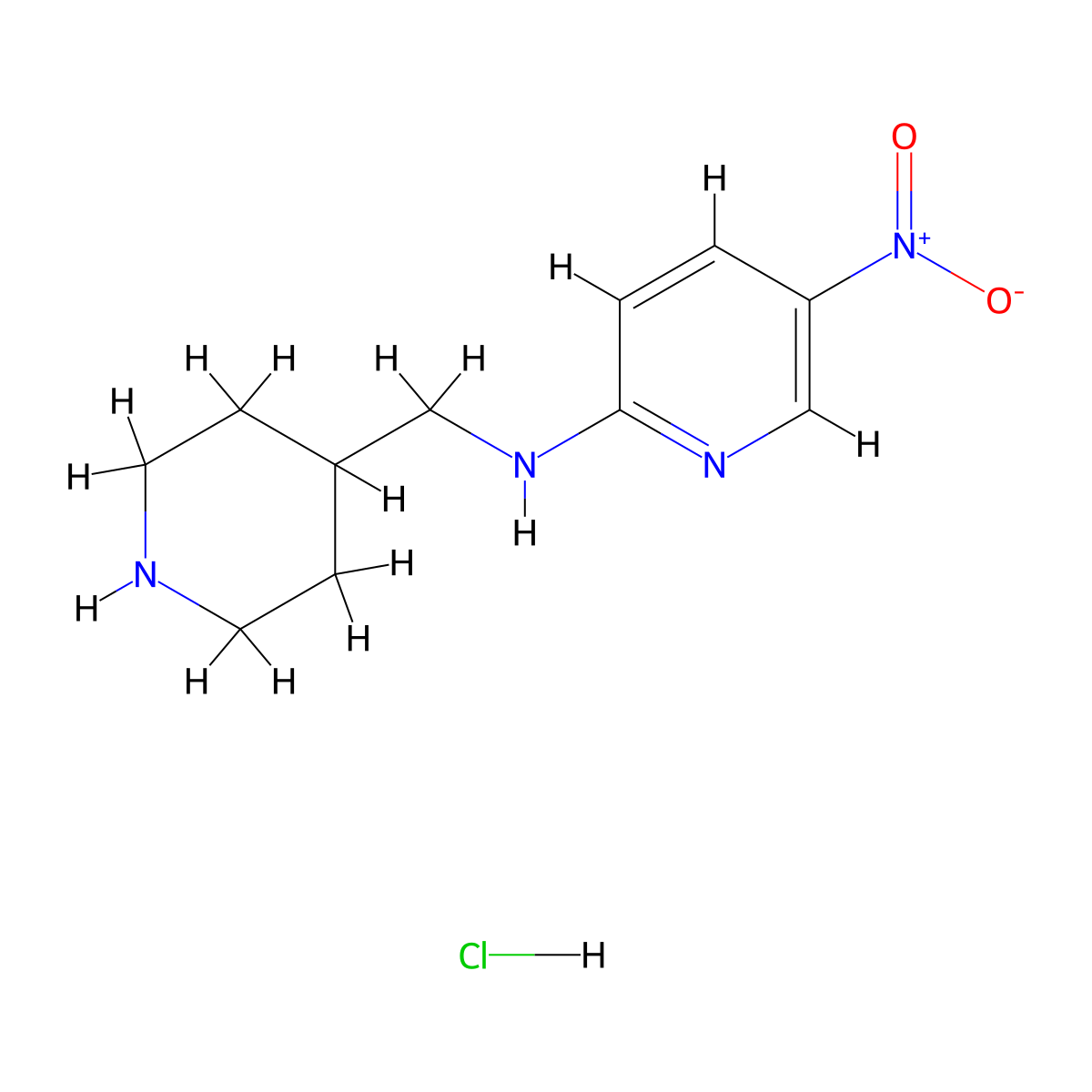 5-Nitro-N-(piperidin-4-ylmethyl)pyridin-2-amine hydrochloride molecular structure, CAS 1233954-98-7