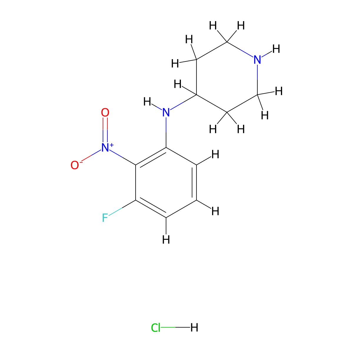 N-(3-Fluoro-2-nitrophenyl)piperidin-4-amine hydrochloride molecular structure, CAS 1233954-99-8