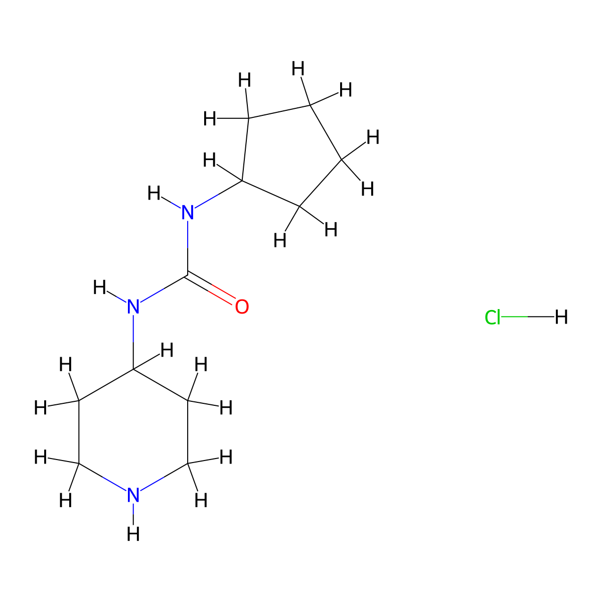 1-Cyclopentyl-3-(piperidin-4-yl)urea hydrochloride molecular structure, CAS 1233955-02-6