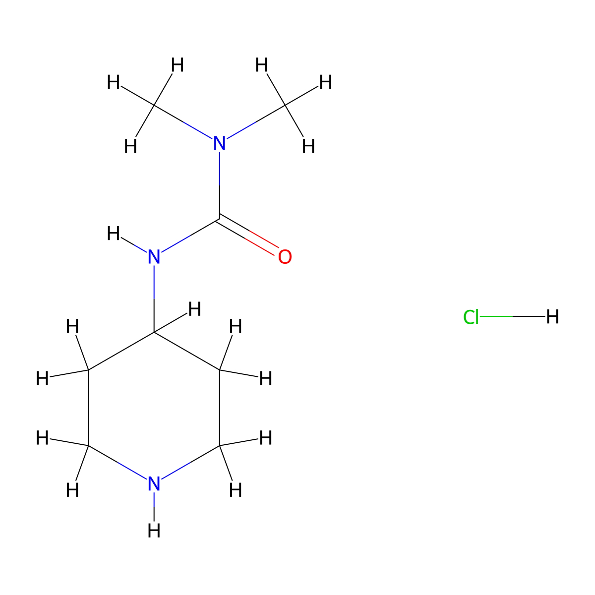 1,1-Dimethyl-3-(piperidin-4-yl)urea hydrochloride molecular structure, CAS 1233955-06-0