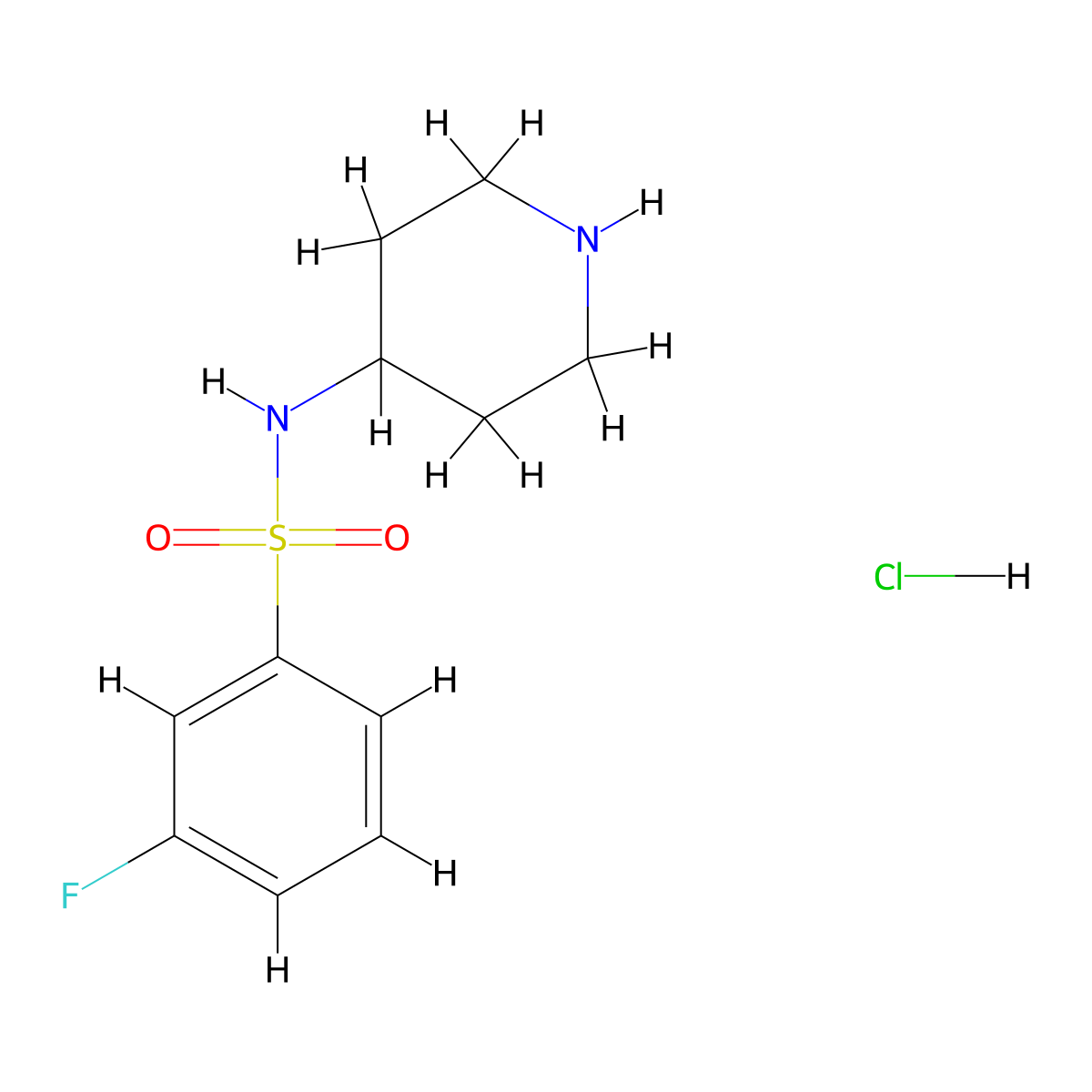 3-Fluoro-N-(piperidin-4-yl)benzenesulfonamide hydrochloride molecular structure, CAS 1233955-09-3