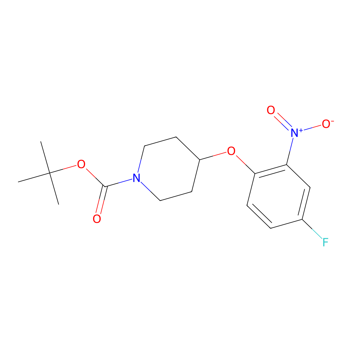 tert-Butyl 4-(4-fluoro-2-nitrophenoxy)piperidine-1-carboxylate molecular structure, CAS 1233955-13-9