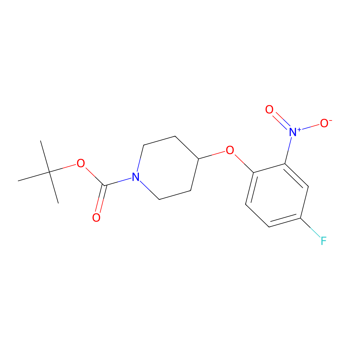 tert-Butyl 4-(4-fluoro-2-nitrophenoxy)piperidine-1-carboxylate molecular structure, CAS 1233955-13-9