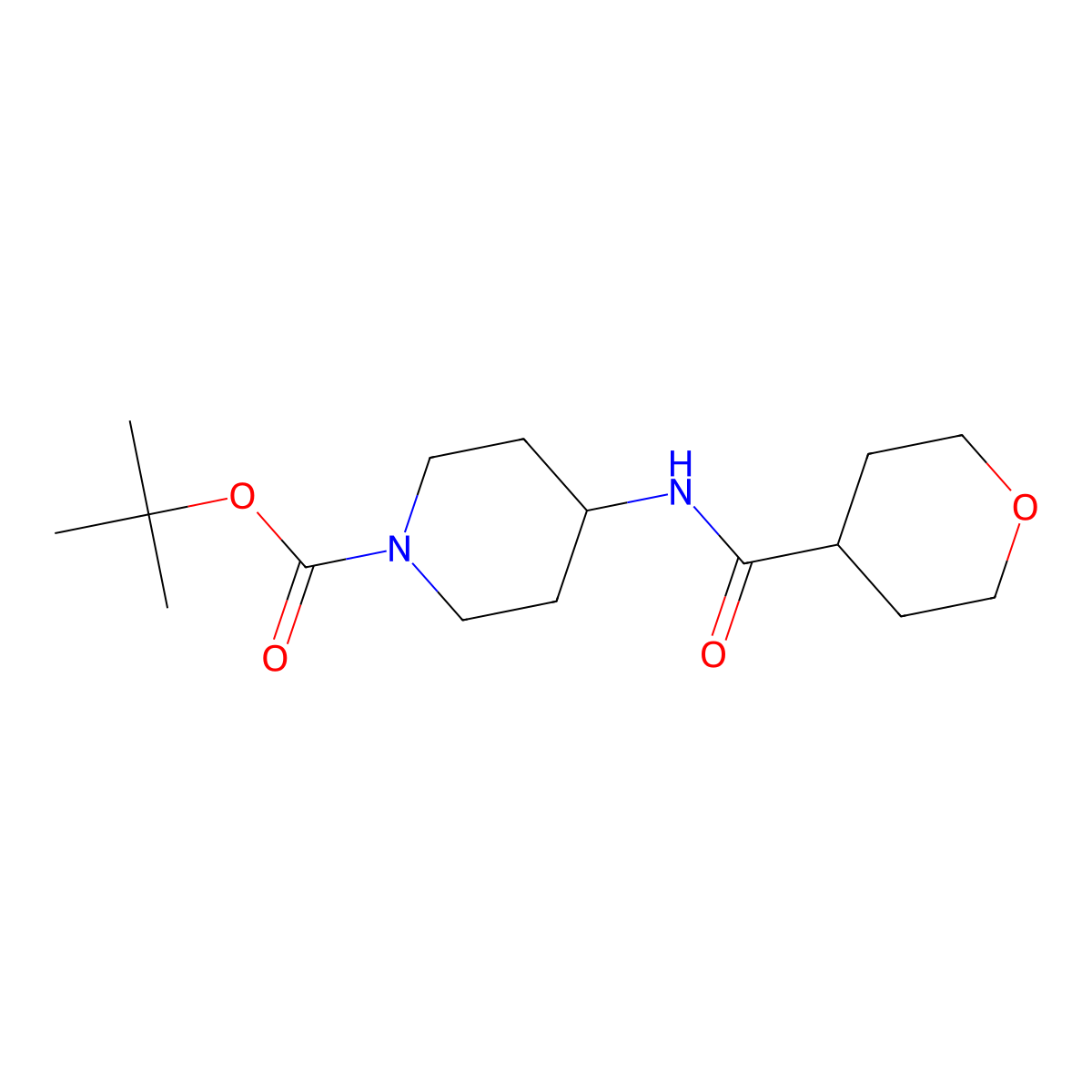 tert-Butyl 4-[(tetrahydro-2H-pyran-4-carbonyl)amino]piperidine-1-carboxylate molecular structure, CAS 1233955-29-7