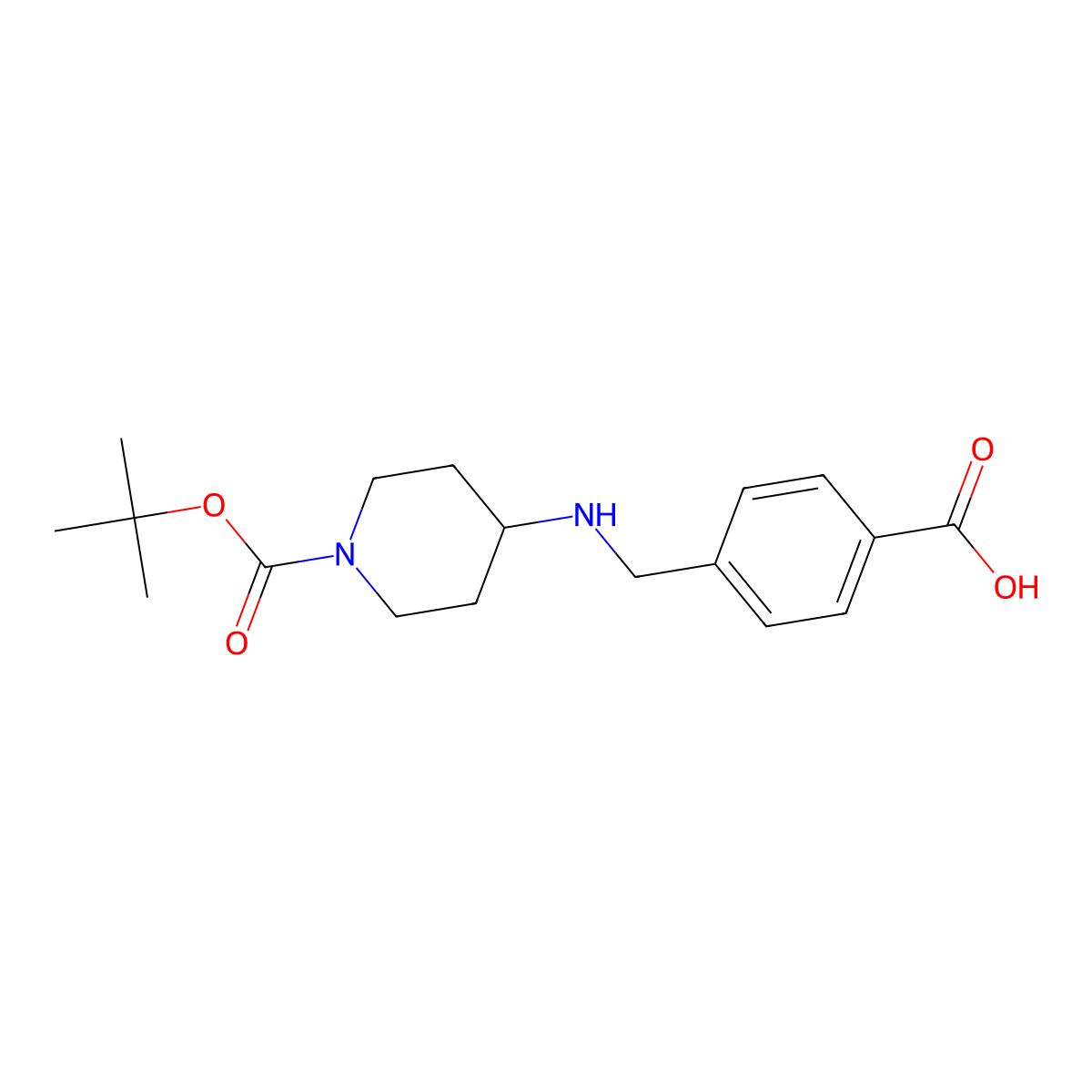 4-[{1-(tert-Butoxycarbonyl)piperidin-4-ylamino}methyl]benzoic acid molecular structure, CAS 1233955-30-0