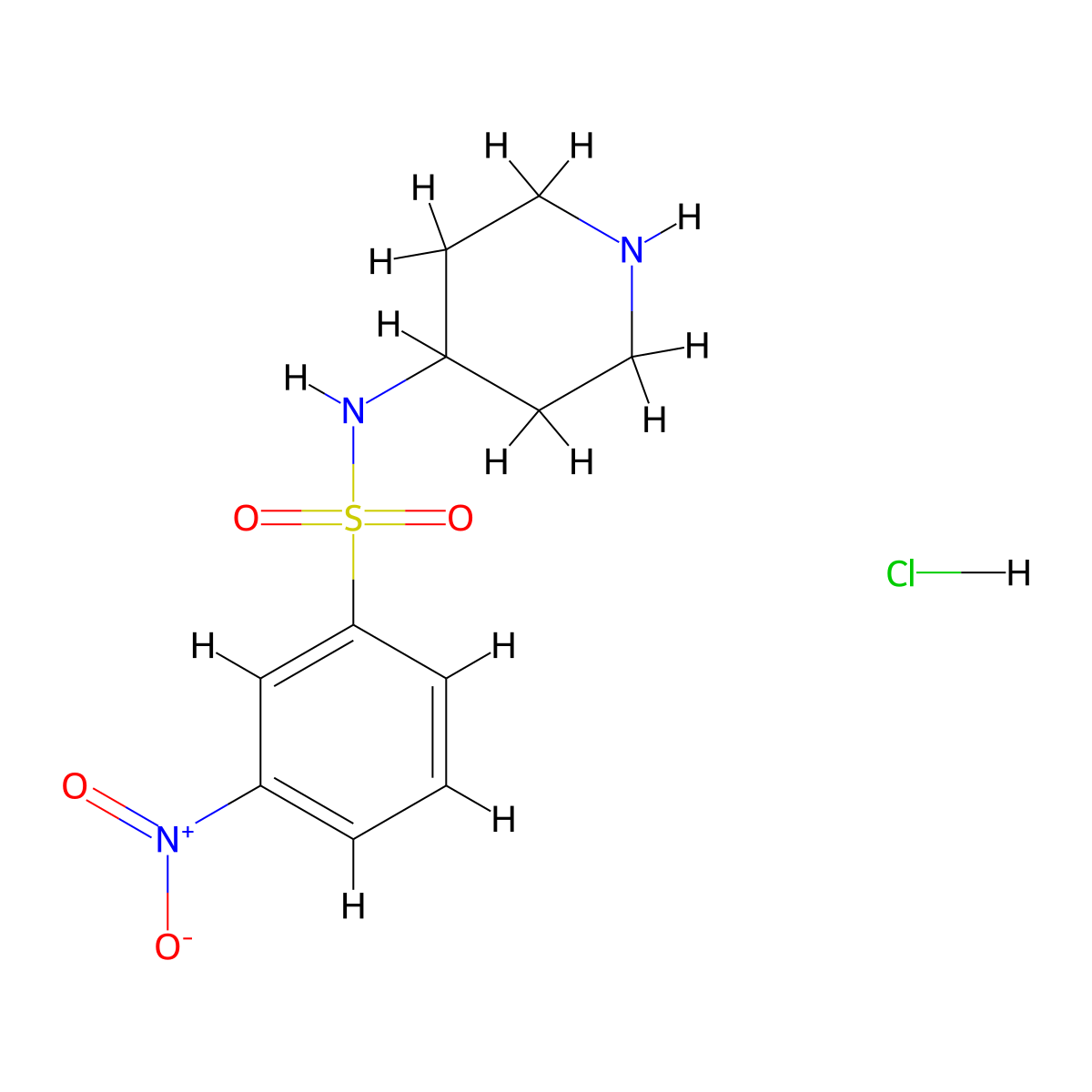 3-Nitro-N-(piperidin-4-yl)benzenesulfonamide hydrochloride molecular structure, CAS 1233955-34-4