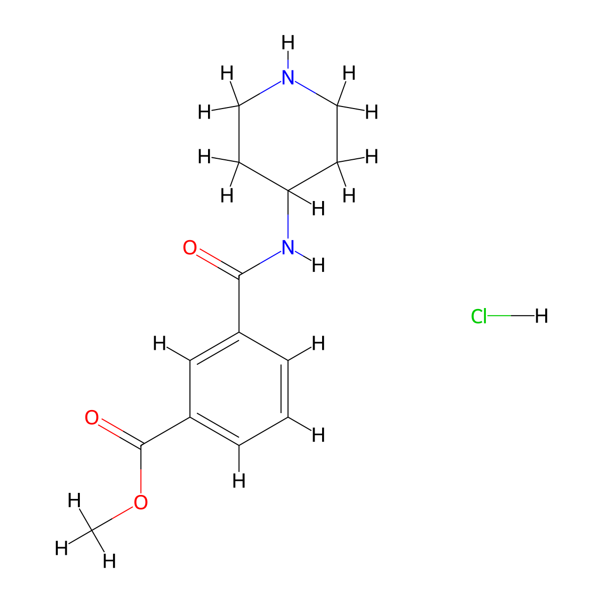 Methyl 3-(piperidin-4-ylcarbamoyl)benzoate hydrochloride molecular structure, CAS 1233955-35-5