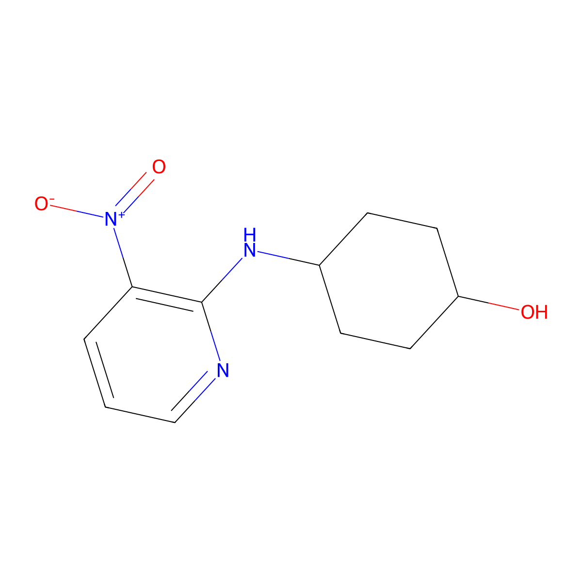 (1R,4R)-4-(3-Nitropyridine-2-ylamino)cyclohexanol molecular structure, CAS 1233955-42-4
