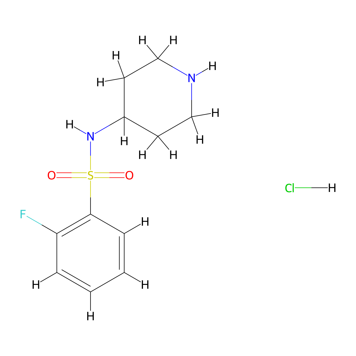2-Fluoro-N-(piperidin-4-yl)benzenesulfonamide hydrochloride molecular structure, CAS 1233955-52-6