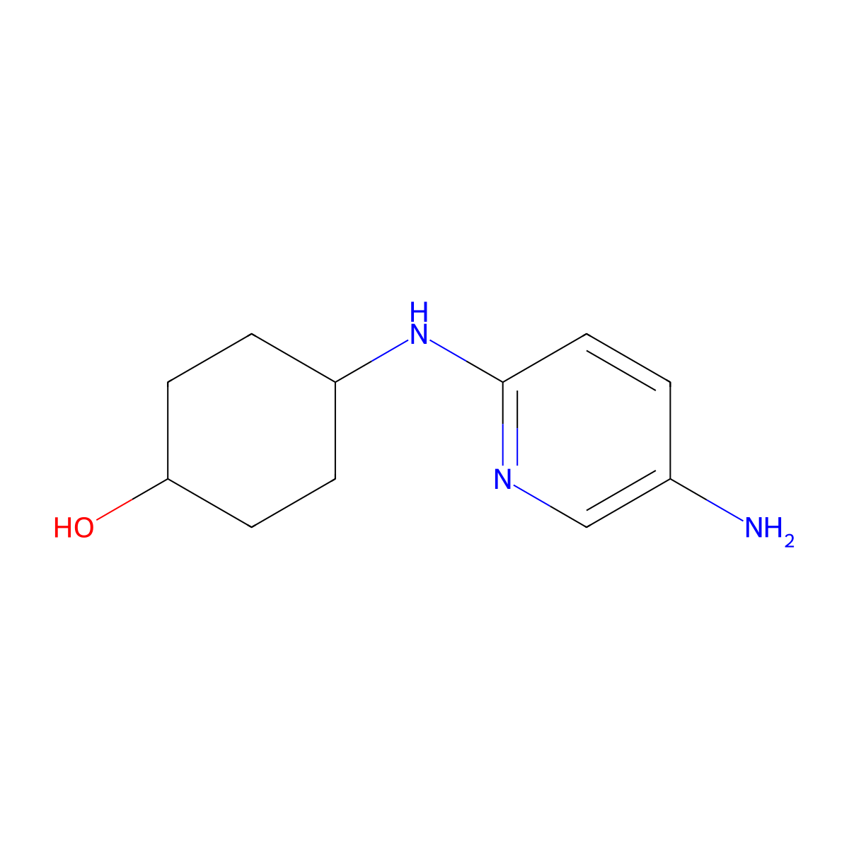 (1R*,4R*)-4-(5-Aminopyridin-2-ylamino)cyclohexanol molecular structure, CAS 1233955-56-0