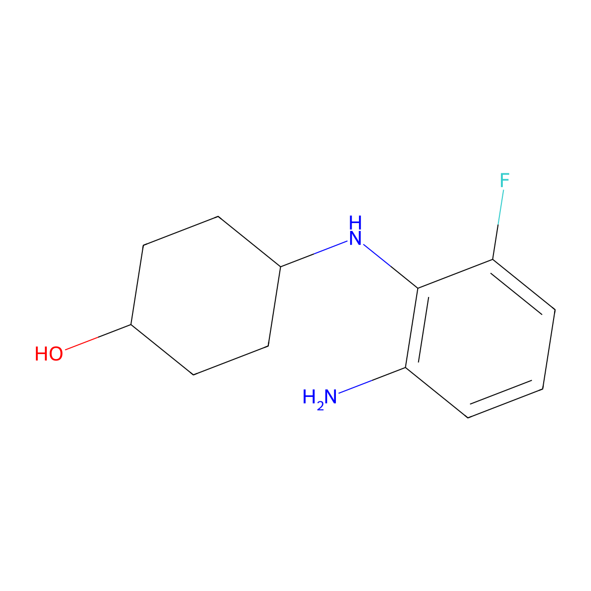 (1R*,4R*)-4-(2-Amino-6-fluorophenylamino)cyclohexanol molecular structure, CAS 1233955-58-2