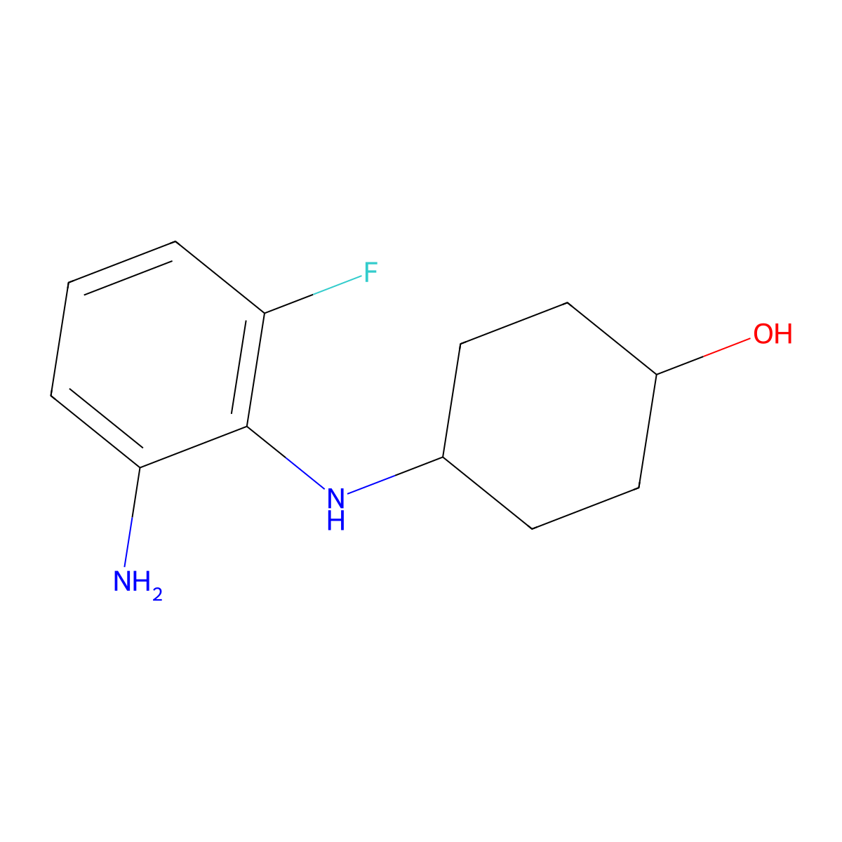 (1R*,4R*)-4-(2-Amino-6-fluorophenylamino)cyclohexanol molecular structure, CAS 1233955-58-2