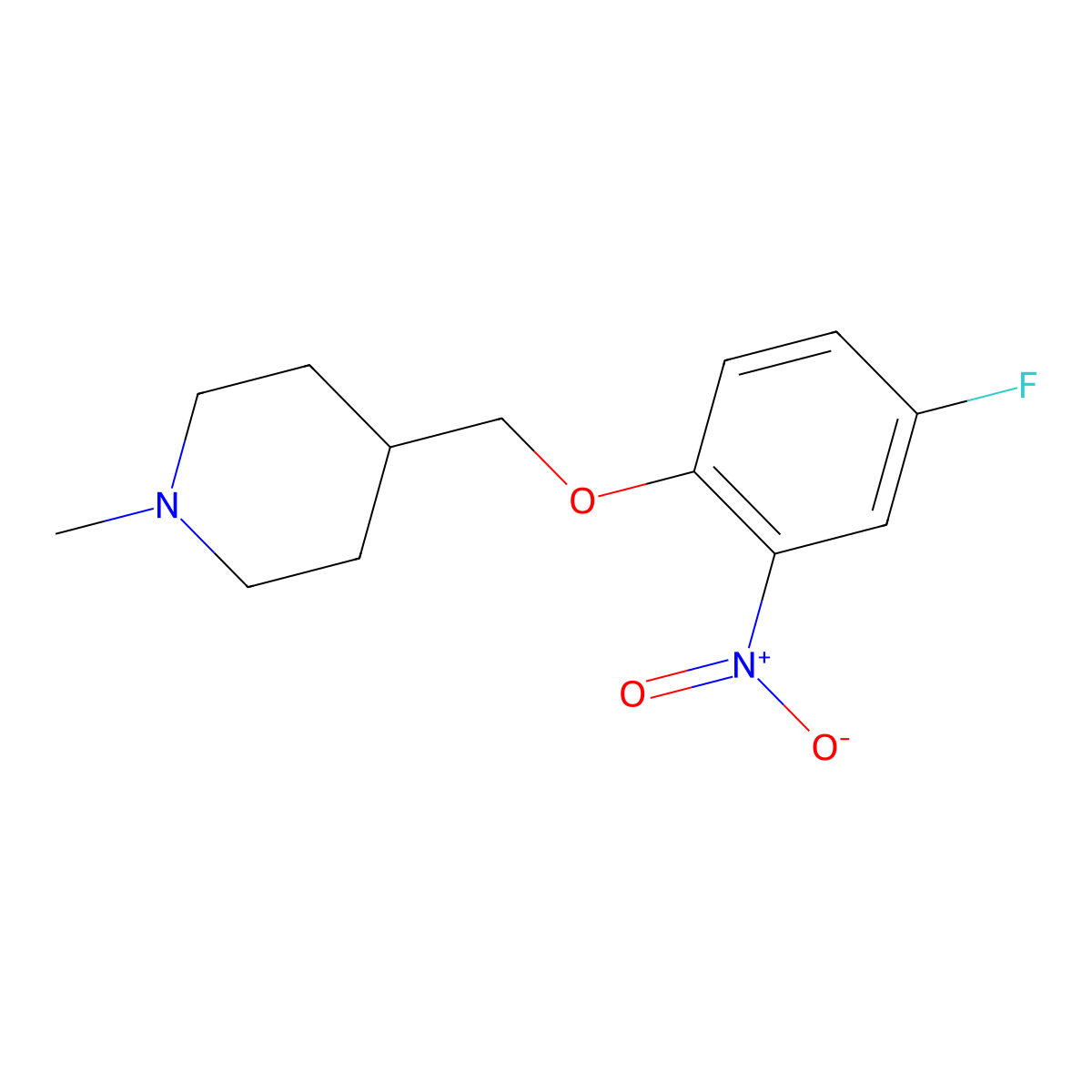 4-[(4-Fluoro-2-nitrophenoxy)methyl]-1-methylpiperidine molecular structure, CAS 1233955-62-8