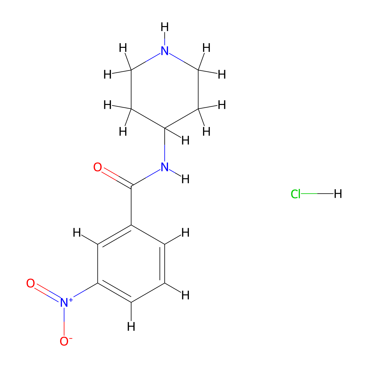 3-Nitro-N-(piperidine-4-yl)benzamido hydrochloride molecular structure, CAS 1233955-72-0