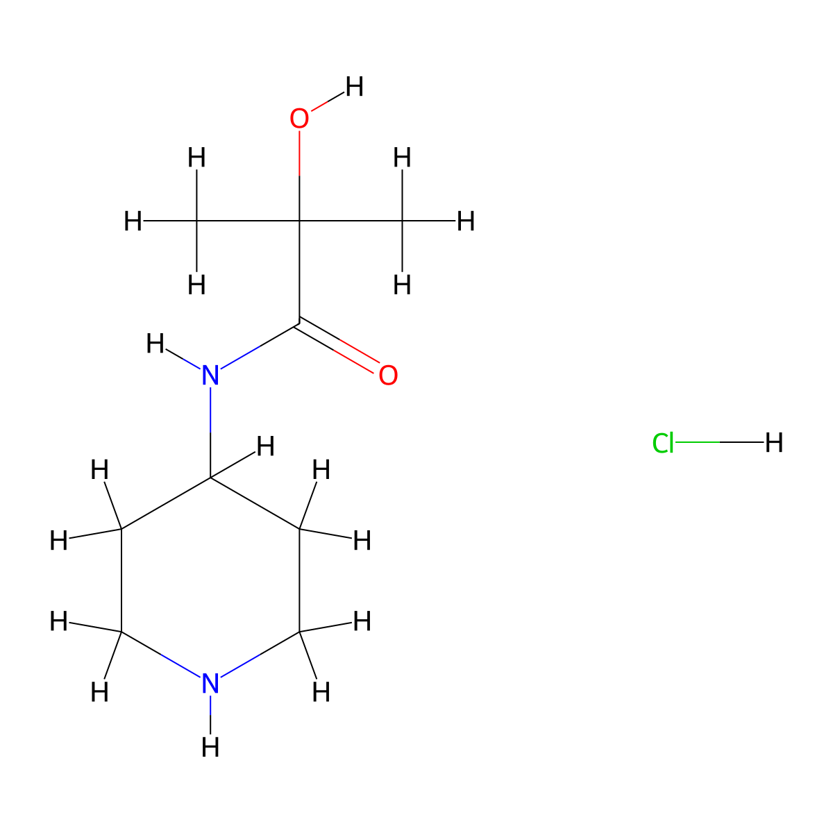2-Hydroxy-2-methyl-N-(piperidin-4-yl)propanamide hydrochloride molecular structure, CAS 1233955-75-3