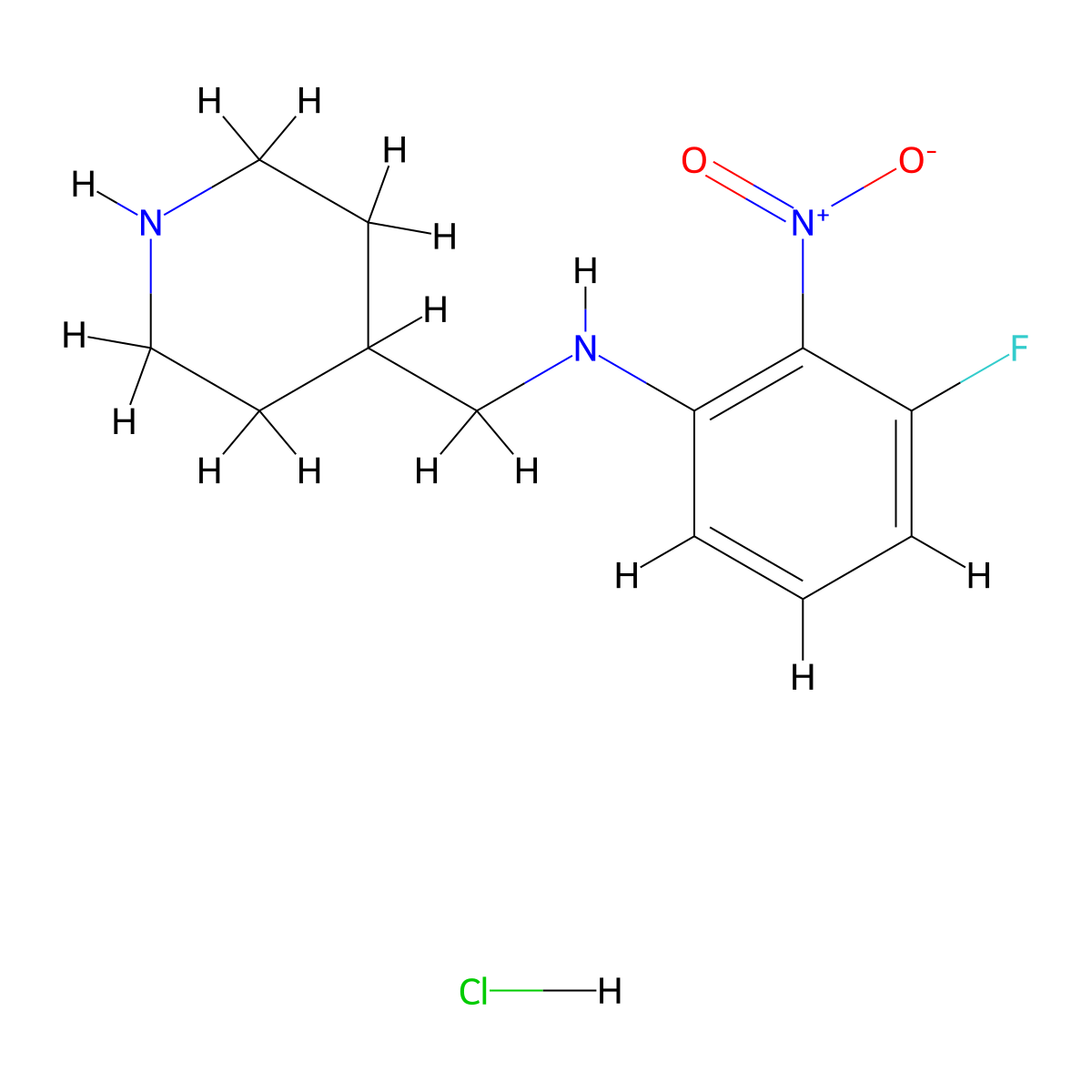 3-Fluoro-2-nitro-N-(piperidin-4-ylmethyl)aniline hydrochloride molecular structure, CAS 1233955-82-2