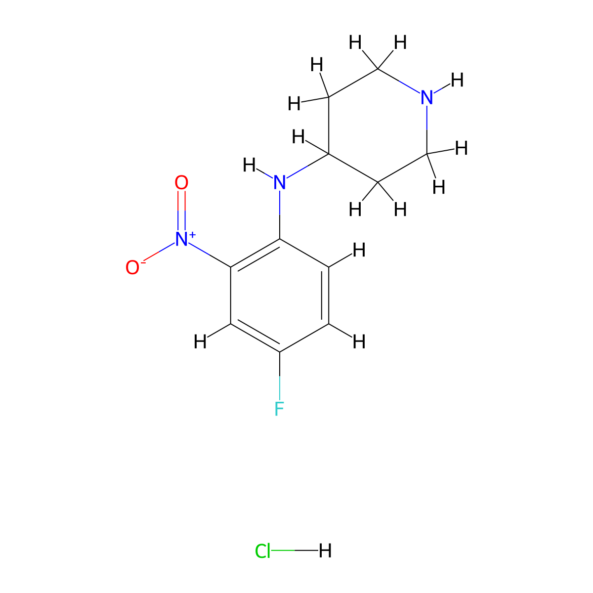N-(4-Fluoro-2-nitrophenyl)piperidin-4-amine hydrochloride molecular structure, CAS 1233955-83-3