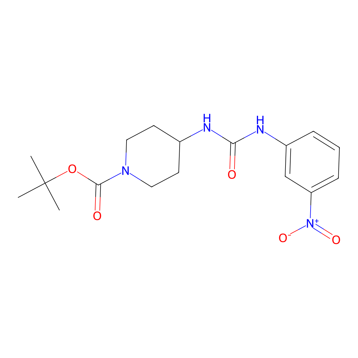 tert-Butyl 4-[3-(3-nitrophenyl)ureido]piperidine-1-carboxylate molecular structure, CAS 1233958-27-4