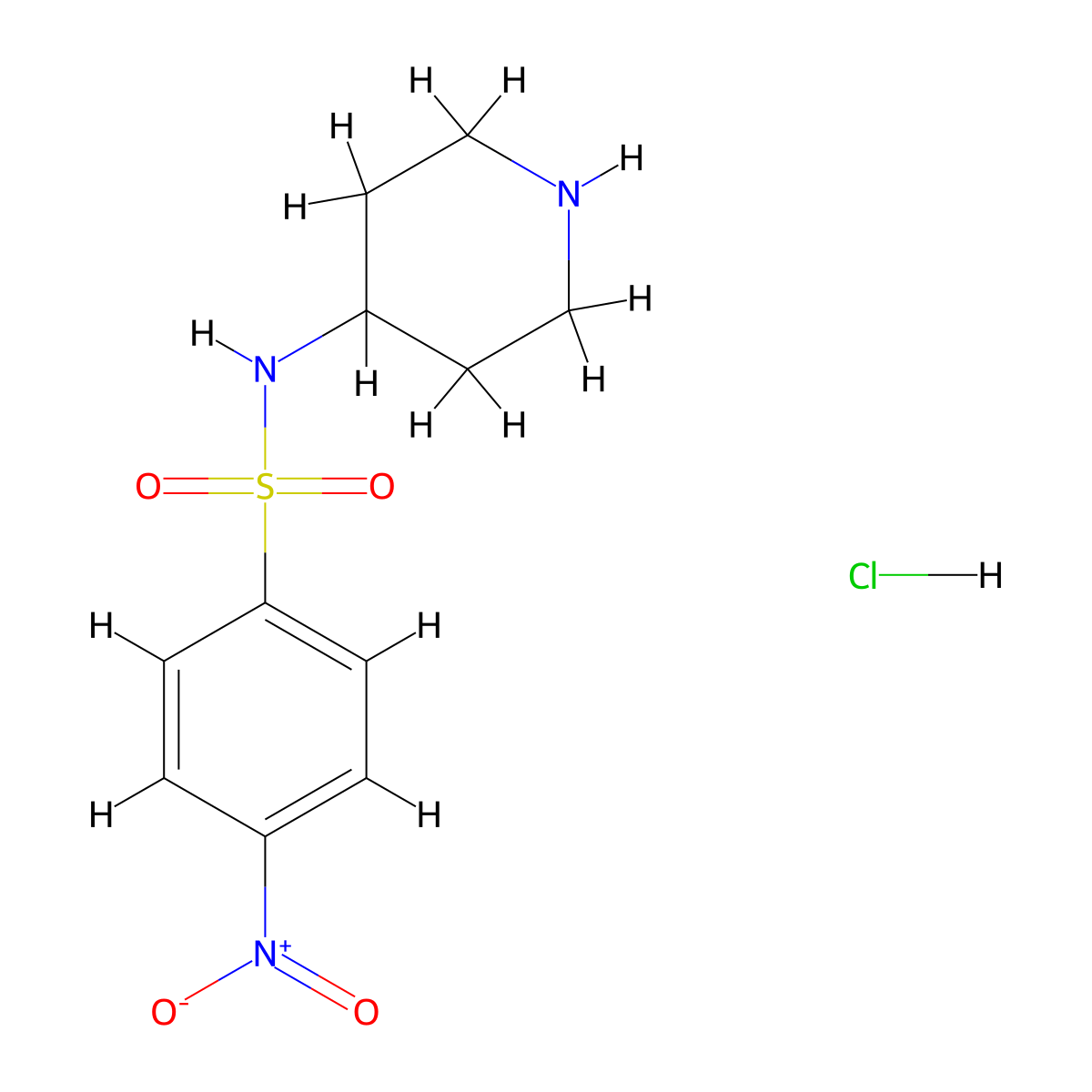 4-Nitro-N-(piperidin-4-yl)benzenesulfonamide hydrochloride molecular structure, CAS 1233958-29-6