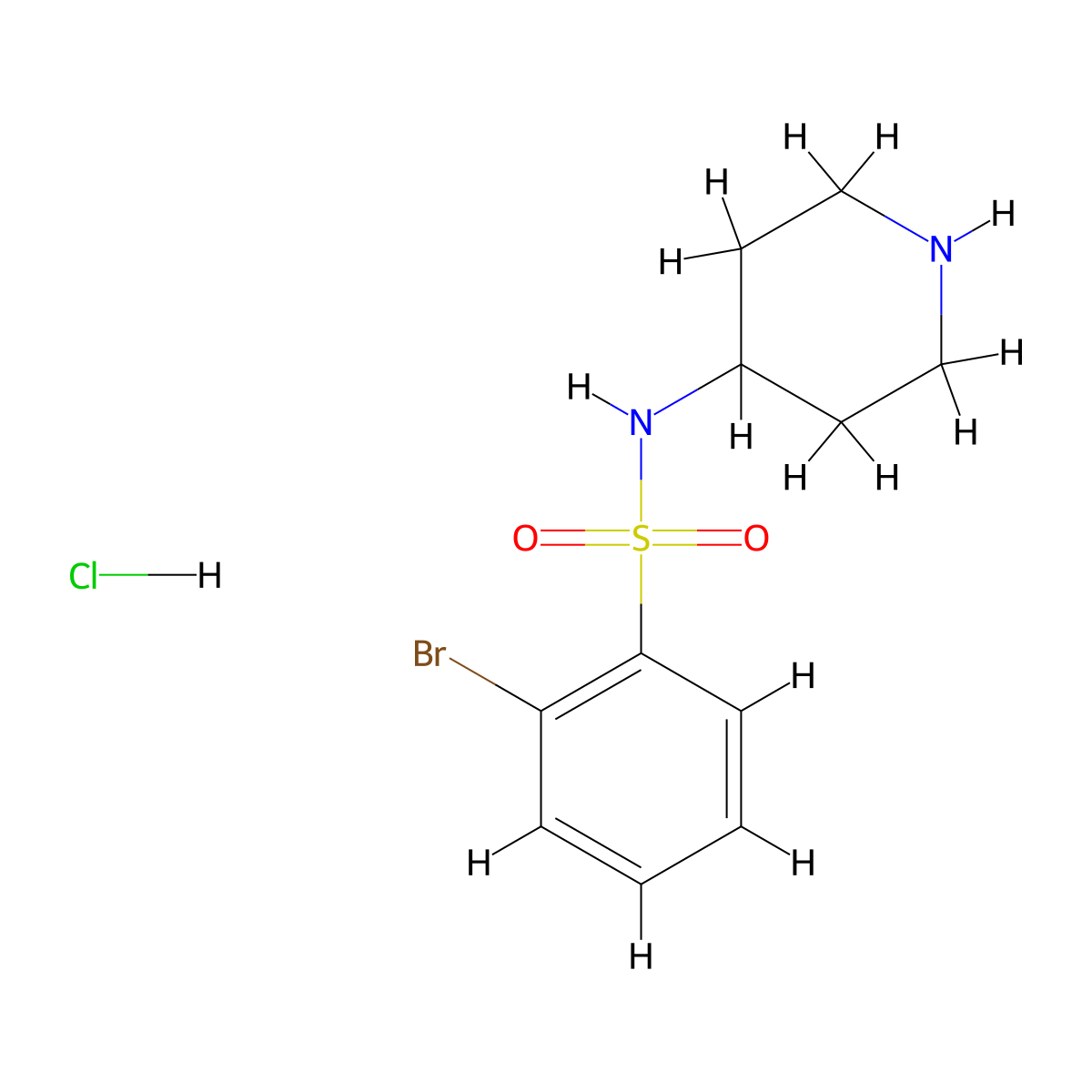 2-Bromo-N-(piperidin-4-yl)benzenesulfonamide hydrochloride molecular structure, CAS 1233958-34-3