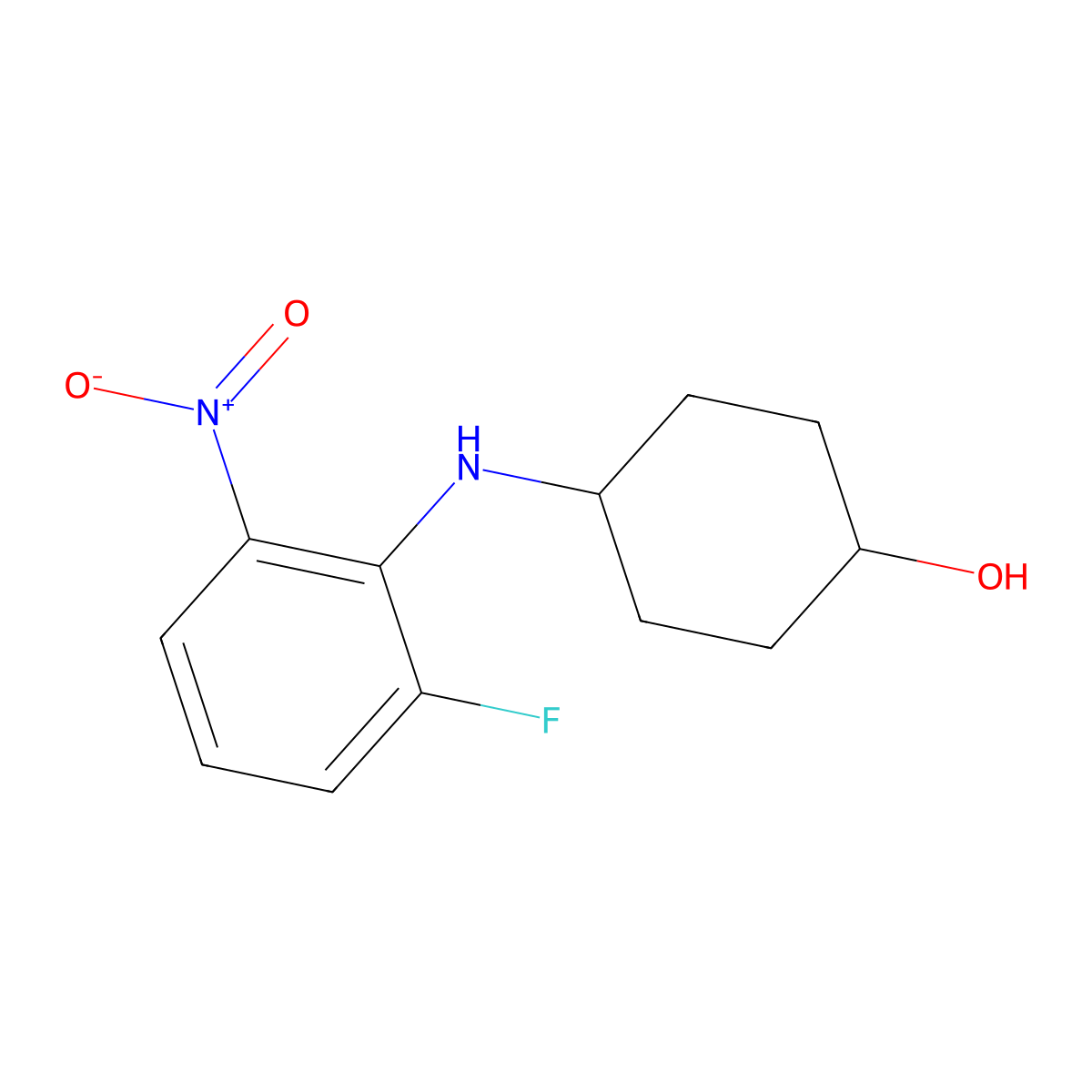 (1R,4R)-4-((2-Fluoro-6-nitrophenyl)amino)cyclohexanol molecular structure, CAS 1233958-43-4