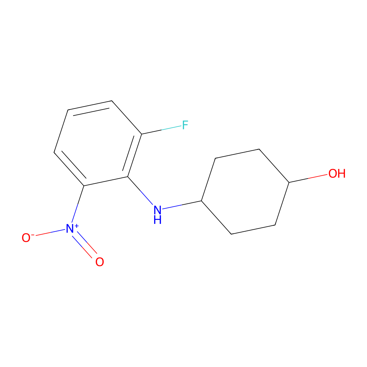 (1R,4R)-4-((2-Fluoro-6-nitrophenyl)amino)cyclohexanol molecular structure, CAS 1233958-43-4