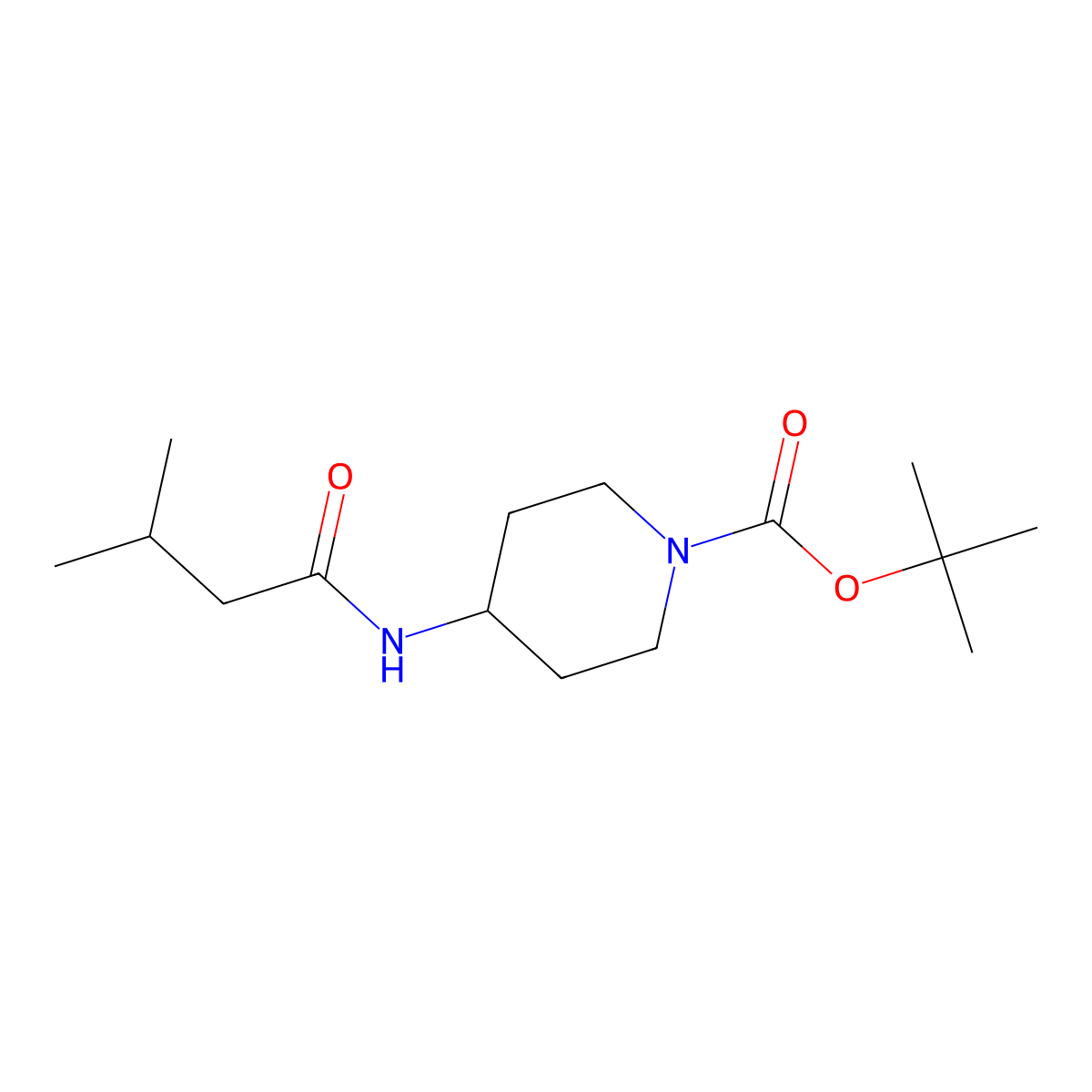 tert-Butyl 4-(3-methylbutanamido)piperidine-1-carboxylate molecular structure, CAS 1233958-88-7