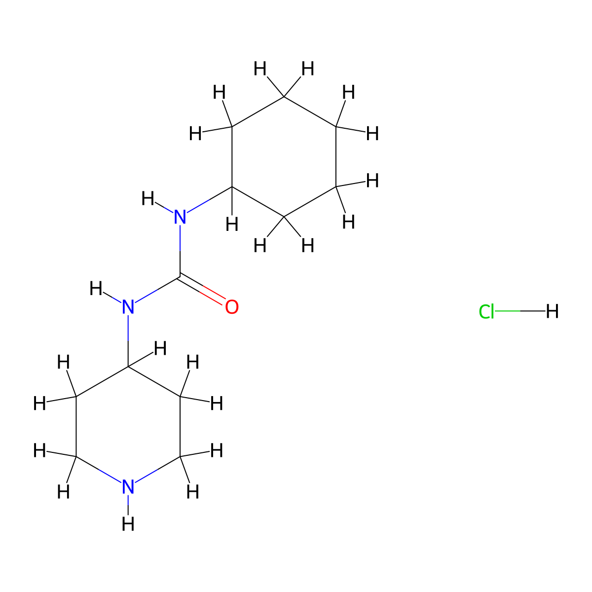 1-Cyclohexyl-3-(piperidin-4-yl)urea hydrochloride molecular structure, CAS 1233958-90-1