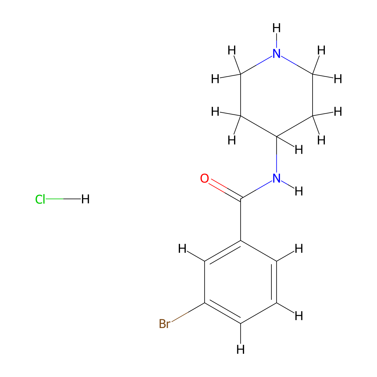 3-Bromo-N-(piperidine-4-yl)benzamido hydrochloride molecular structure, CAS 1233958-97-8