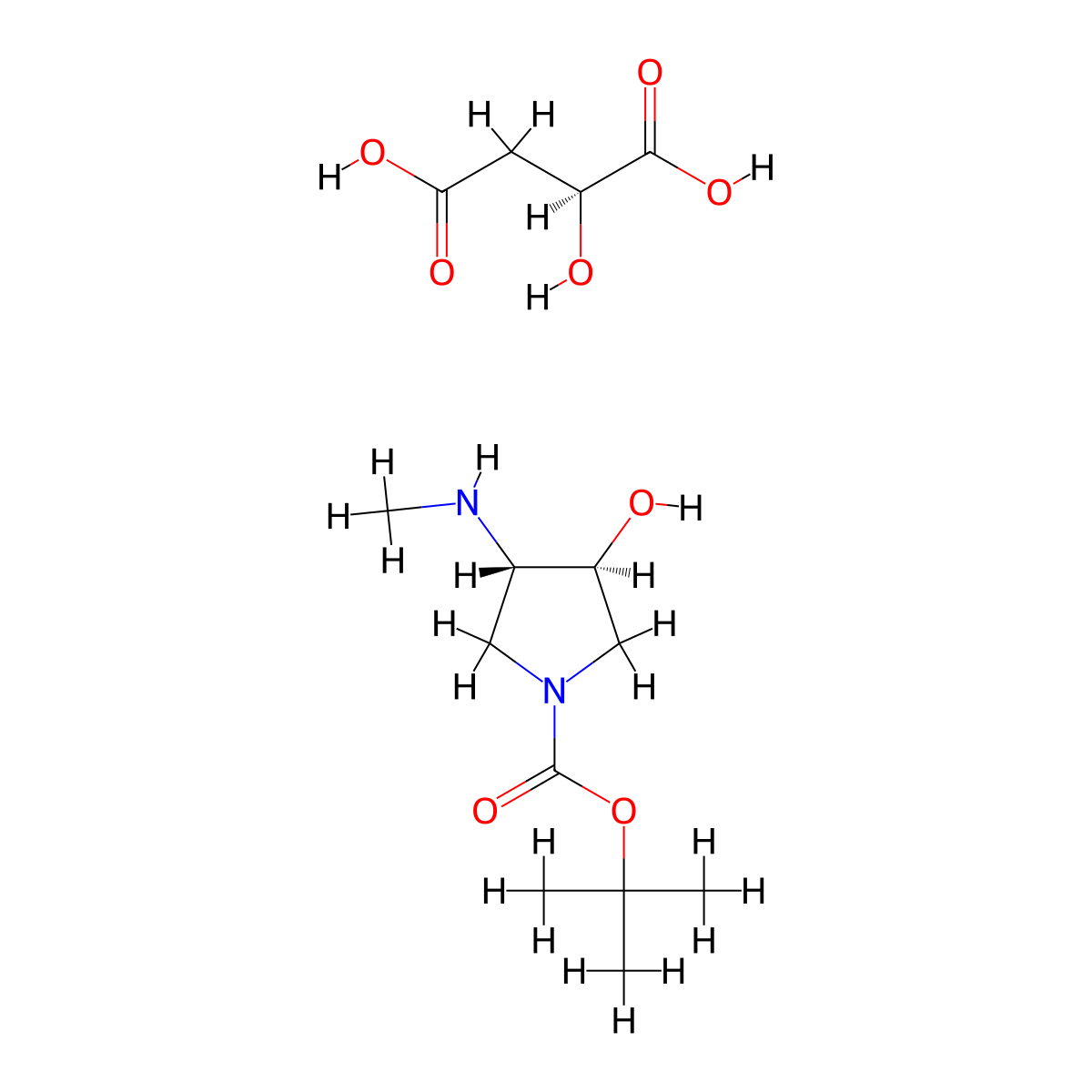 (3S,4S)-tert-Butyl 3-hydroxy-4-(methylamino)pyrrolidine-1-carboxylate (S)-2-hydroxysuccinate molecular structure, CAS 1233960-11-6