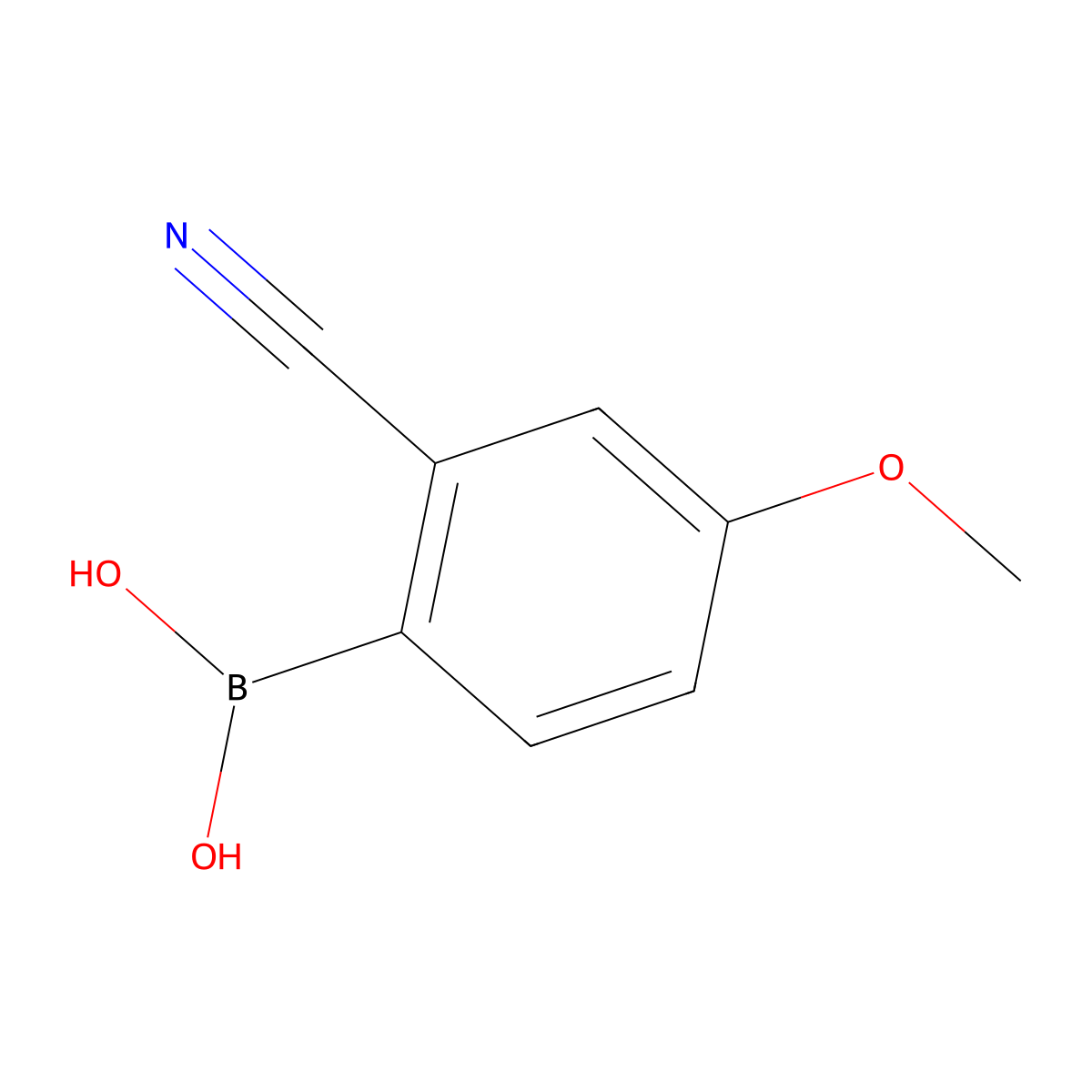 2-Cyano-4-methoxyphenylboronic Acid molecular structure, CAS 1233968-22-3