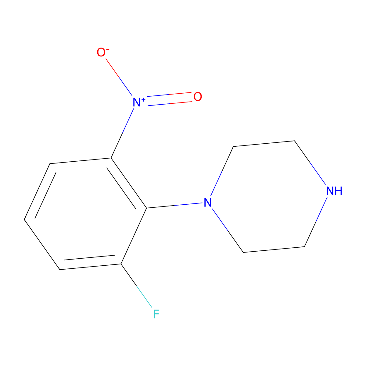 (2-Fluoro-6-nitrophenyl)piperazine molecular structure, CAS 1234010-04-8