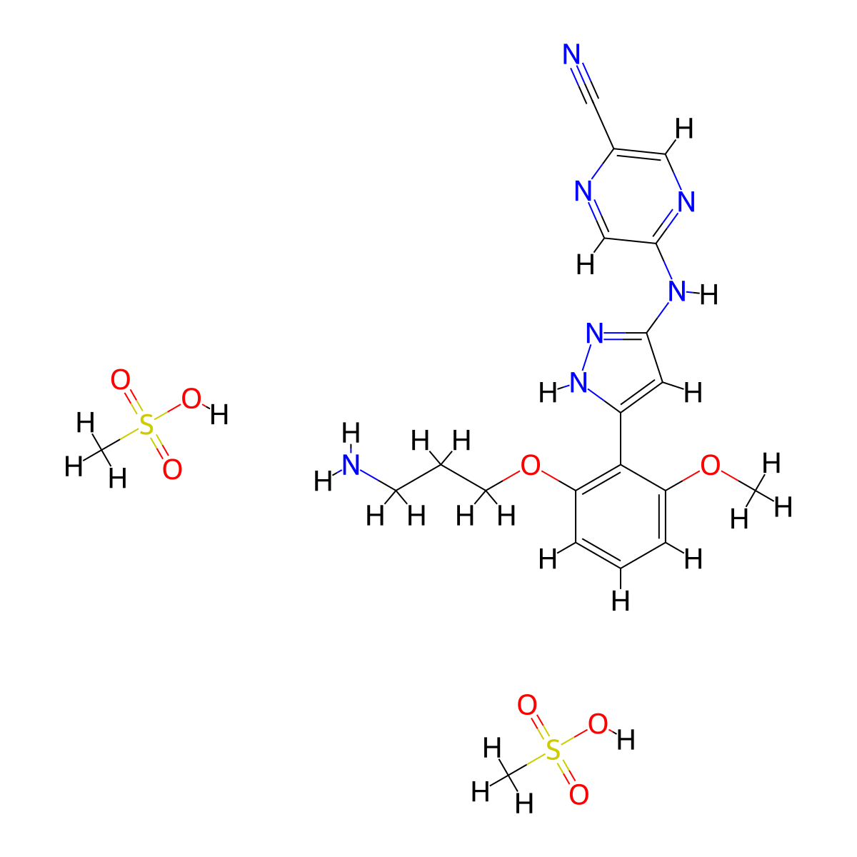 Prexasertib (dimesylate) molecular structure, CAS 1234015-58-7