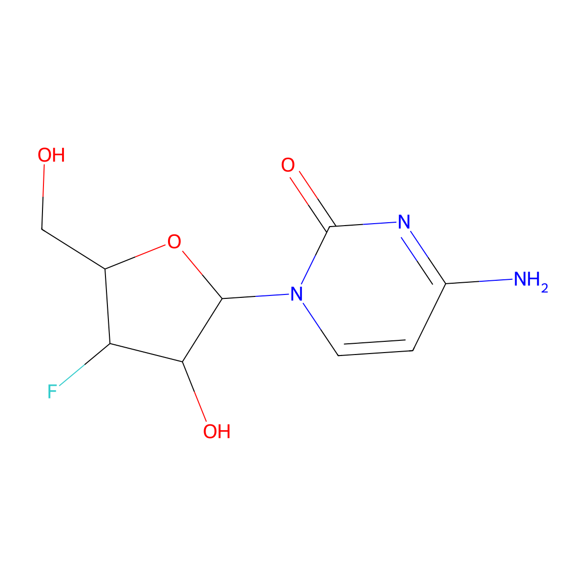3'-Fluoro-3'-deoxycytidine molecular structure, CAS 123402-20-0