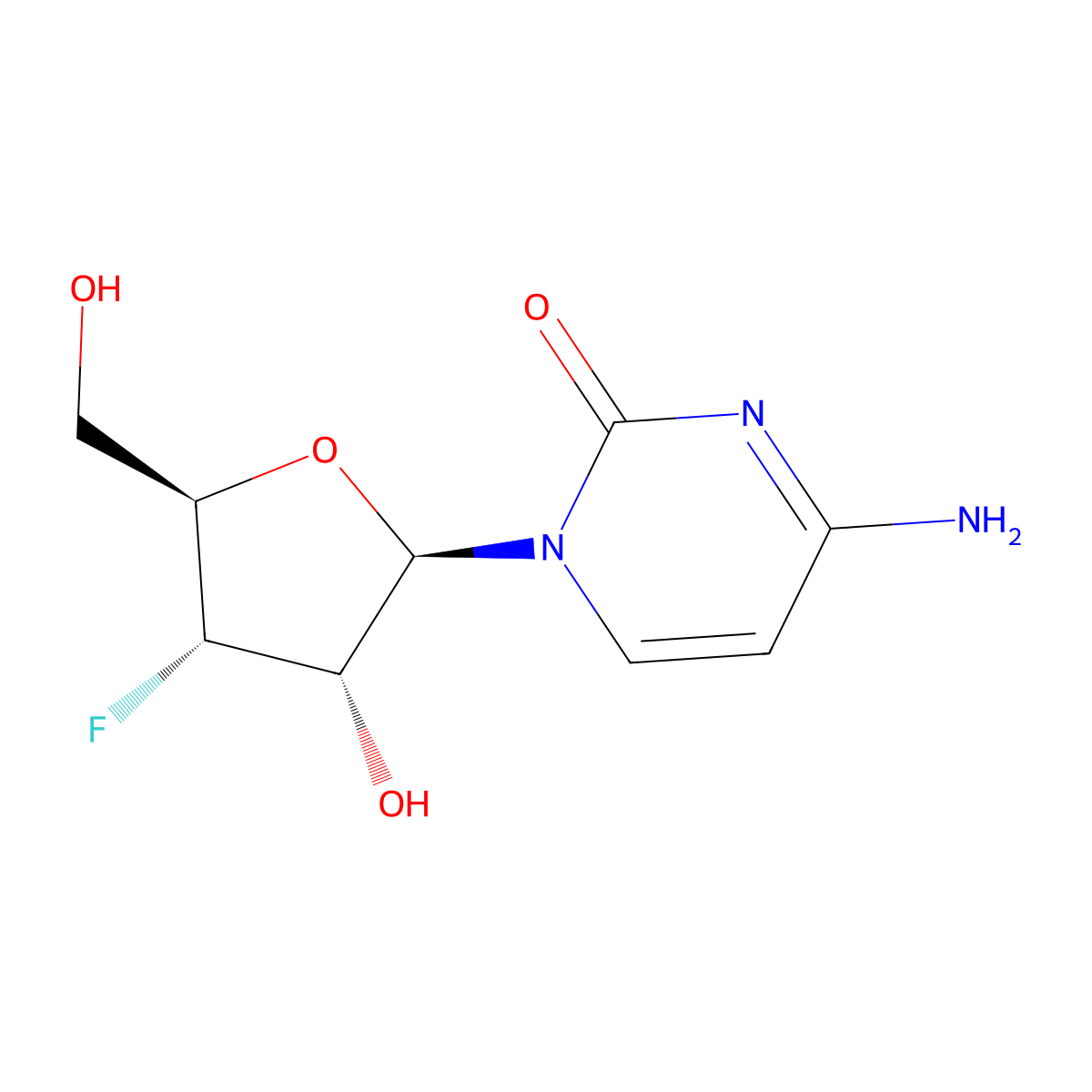 3'-Fluoro-3'-deoxycytidine molecular structure, CAS 123402-20-0