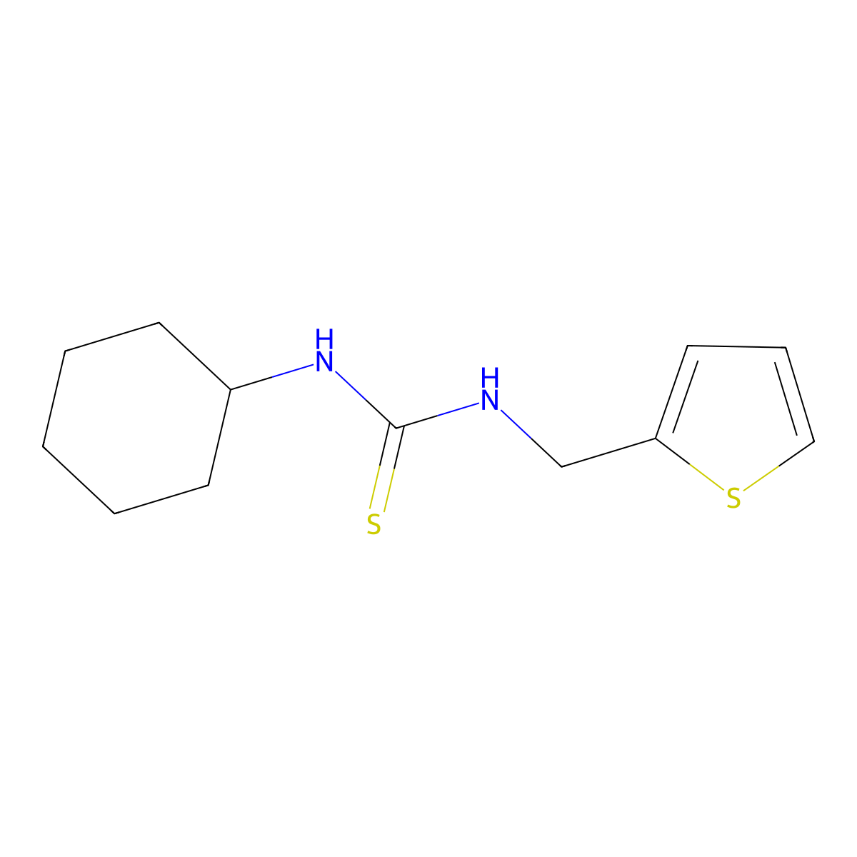 1-Cyclohexyl-3-(thiophen-2-ylmethyl)thiourea molecular structure, CAS 123403-79-2
