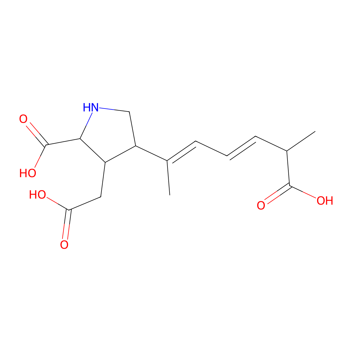 4-(6-Carboxyhepta-2,4-dien-2-yl)-3-(carboxymethyl)proline molecular structure, CAS 123406-51-9