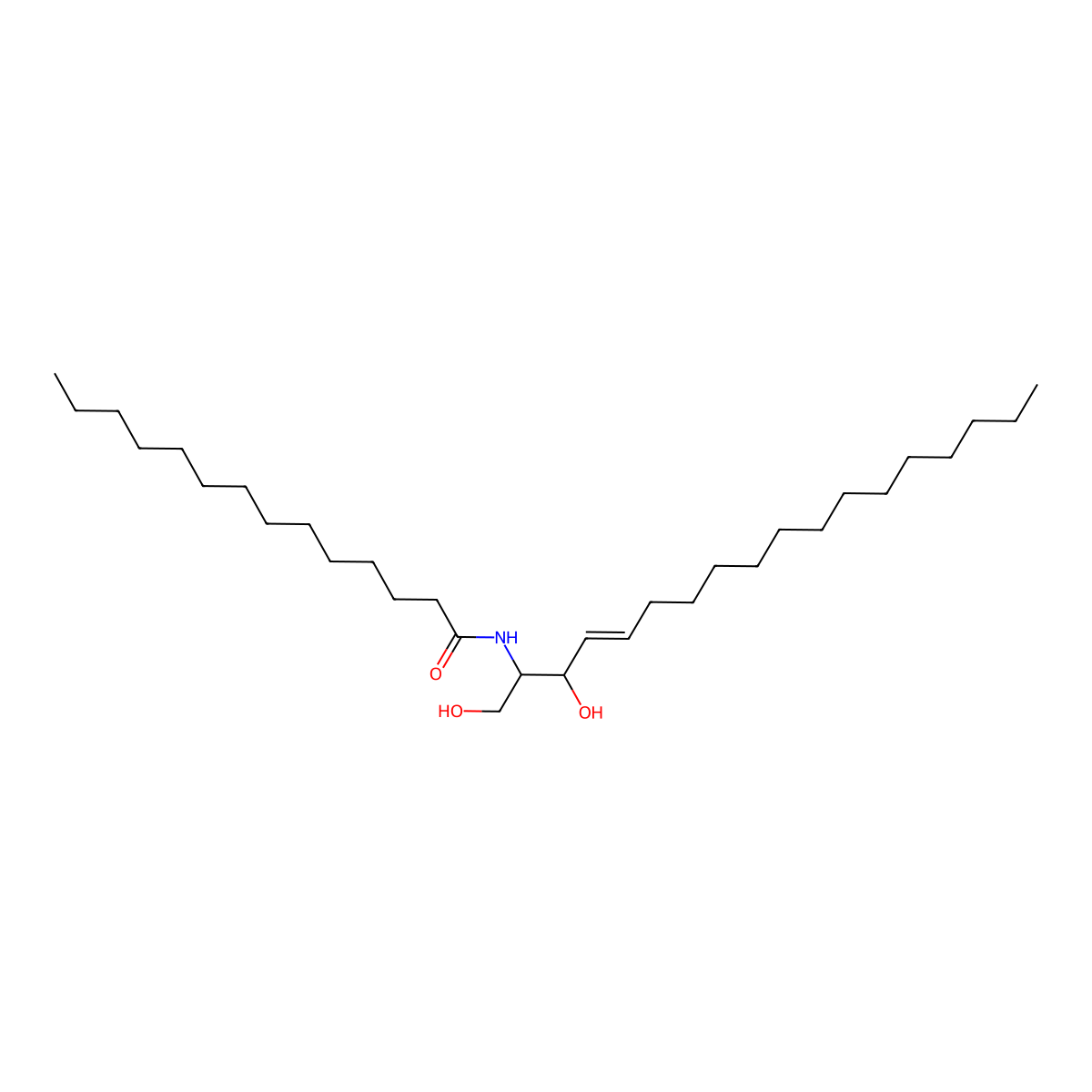 N-[(2S,3R)-1,3-dihydroxyoctadec-4-en-2-yl]tetradecanamide molecular structure, CAS 123408-74-2