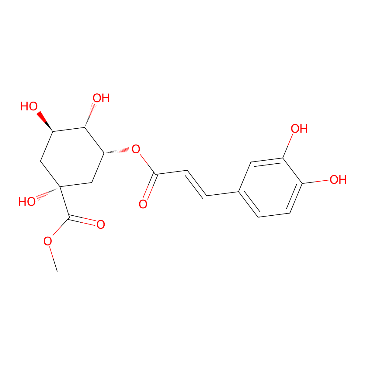 (1R,3R,4S,5R)-Methyl 3-(3-(3,4-Dihydroxyphenyl)Acryloyloxy)-1,4,5-Trihydroxycyclohexanecarboxylate molecular structure, CAS 123410-65-1