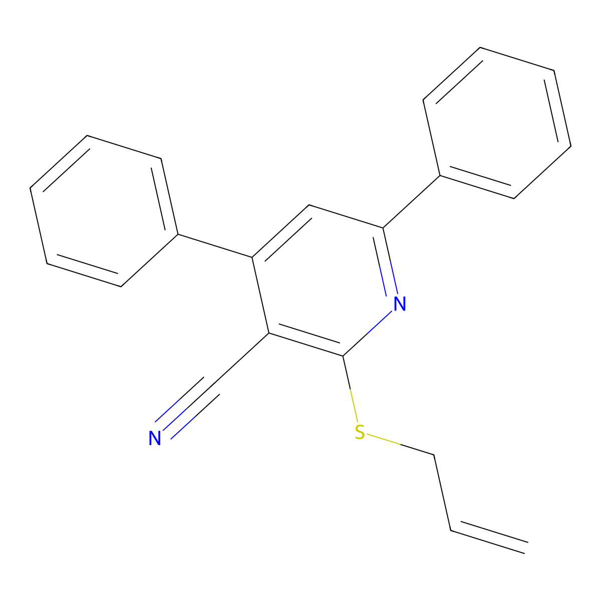 4,6-Diphenyl-2-(2-propen-1-ylthio)-3-pyridinecarbonitrile molecular structure, CAS 123413-87-6