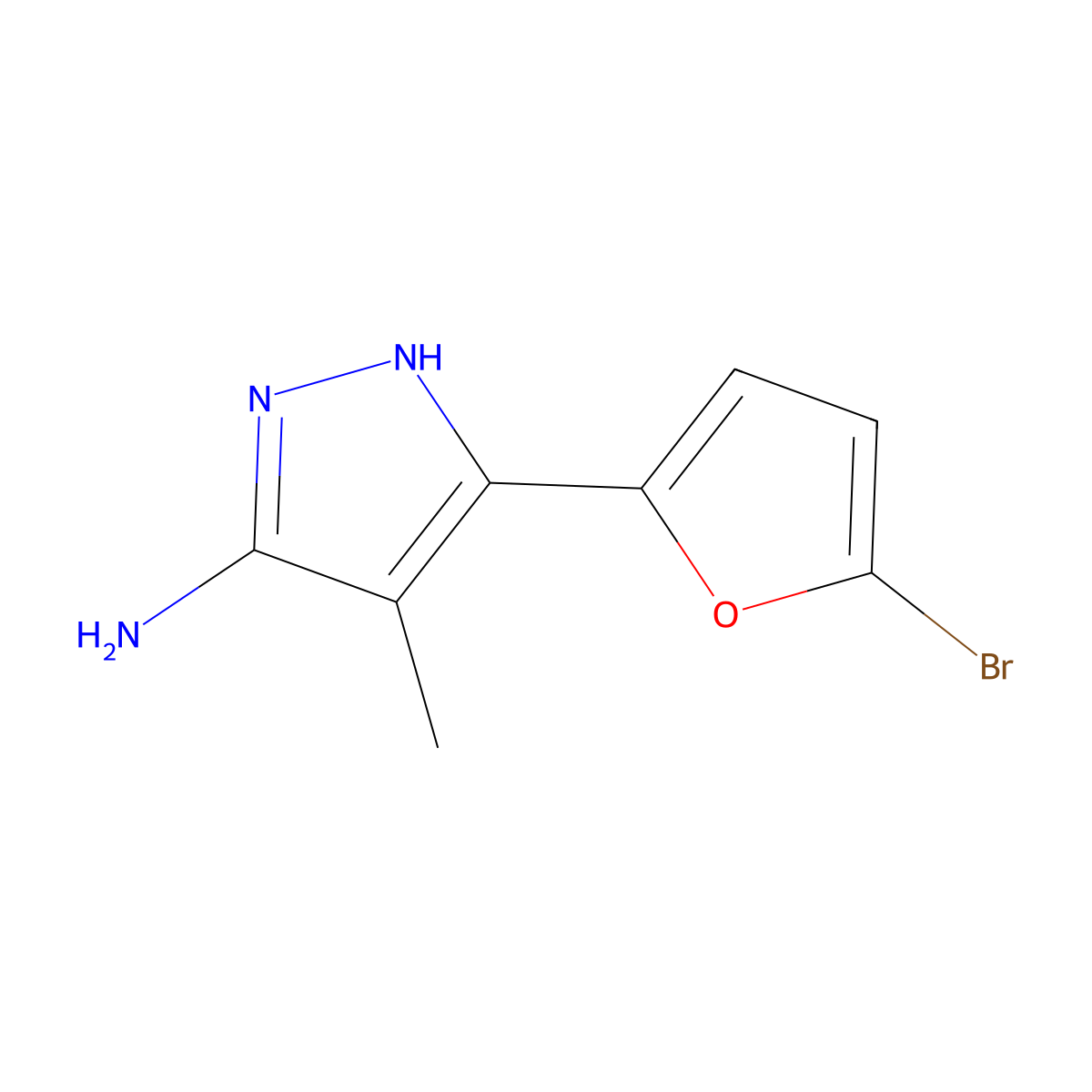3-(5-Bromofuran-2-YL)-4-methyl-1H-pyrazol-5-amine molecular structure, CAS 1234174-54-9