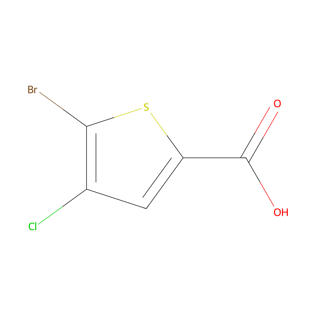 5-Bromo-4-chlorothiophene-2-carboxylic acid molecular structure, CAS 123418-69-9