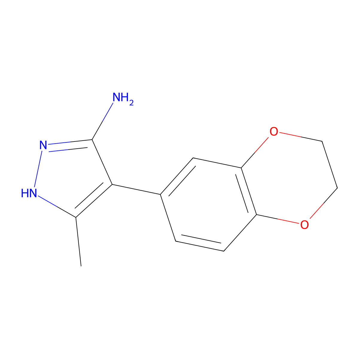 4-(2,3-dihydro-1,4-benzodioxin-6-yl)-3-methyl-1H-pyrazol-5-amine molecular structure, CAS 1234180-60-9