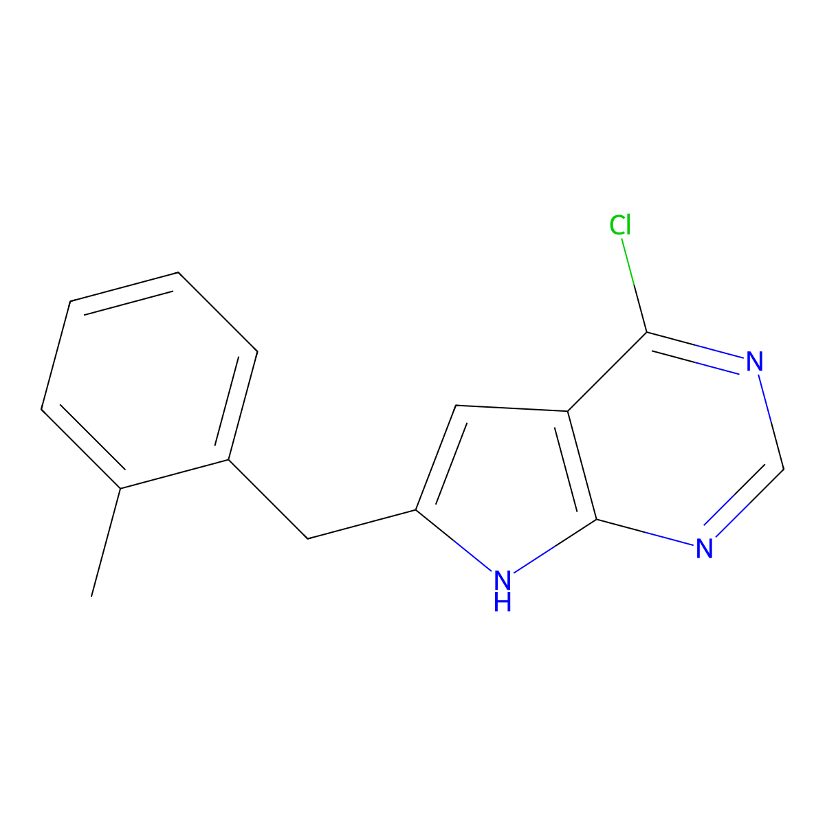 4-Chloro-6-(2-methylbenzyl)-7H-pyrrolo[2,3-d]pyrimidine molecular structure, CAS 1234201-67-2