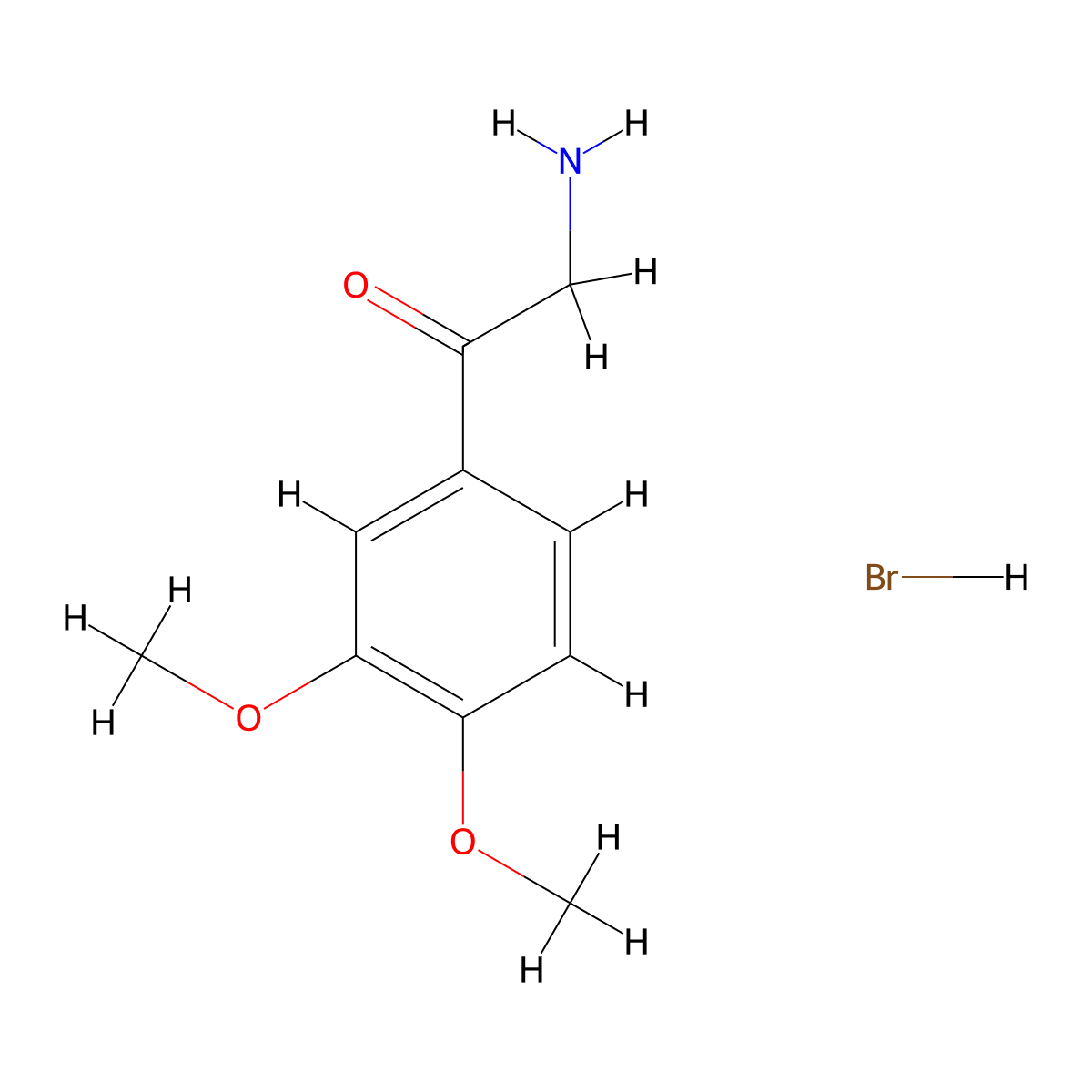 2-Amino-1-(3,4-dimethoxyphenyl)ethan-1-one hydrobromide molecular structure, CAS 1234216-79-5