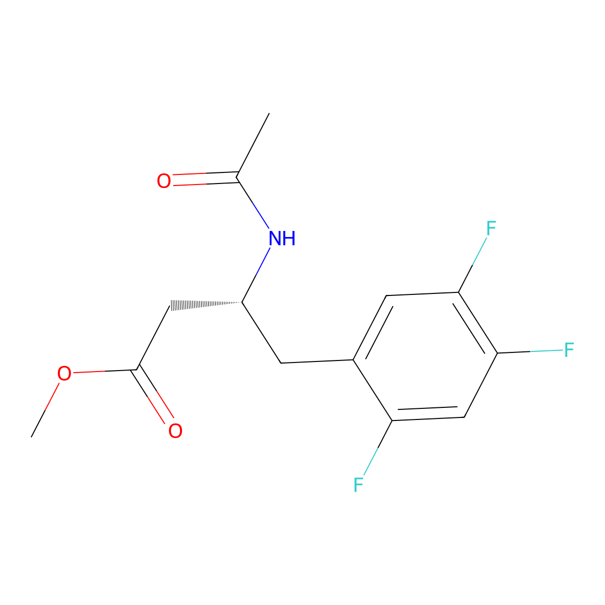 (R)-methyl 3-acetamido-4-(2,4,5-trifluorophenyl)butanoate molecular structure, CAS 1234321-83-5