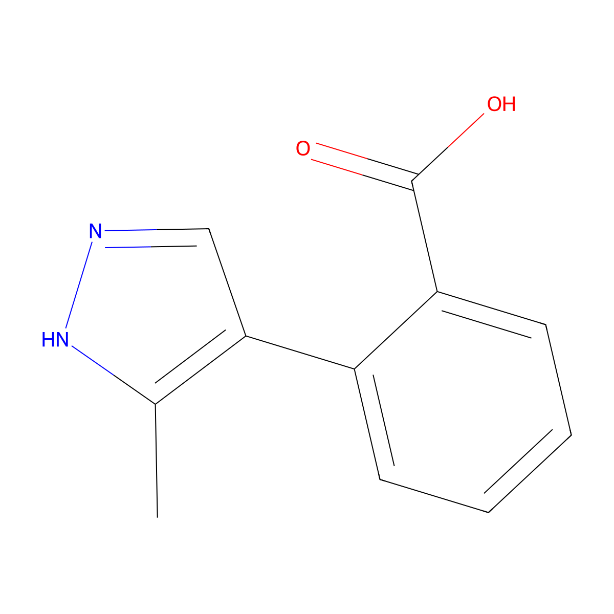 2-(3-methyl-1H-pyrazol-4-yl)benzoic acid molecular structure, CAS 1234342-82-5