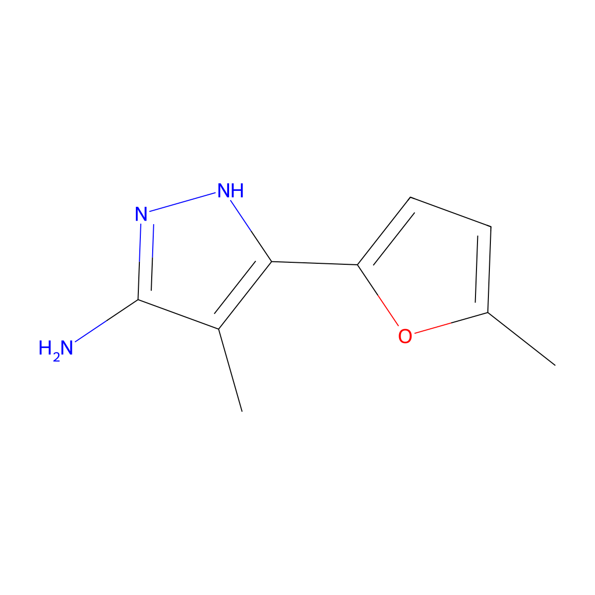 4-methyl-3-(5-methylfuran-2-yl)-1H-pyrazol-5-amine molecular structure, CAS 1234343-13-5